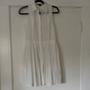 White Sleeveless Collared Dress